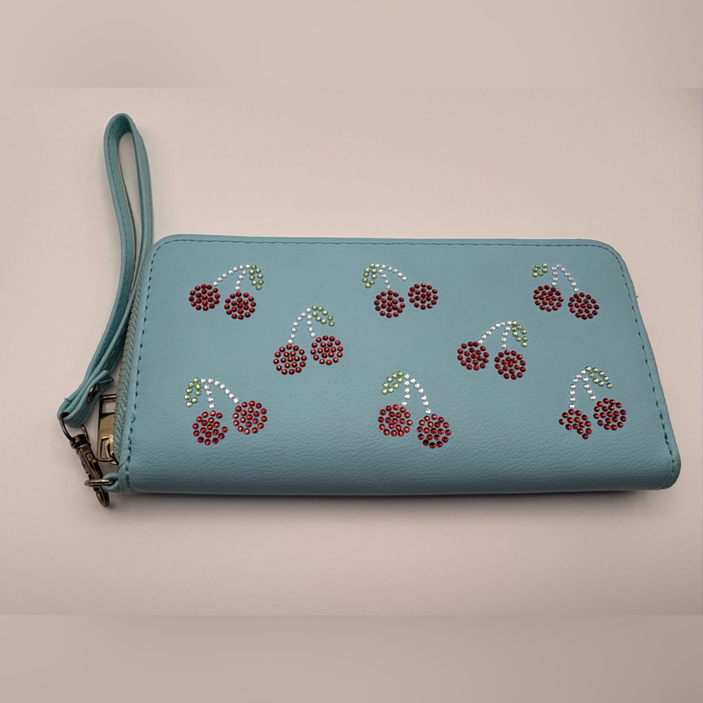 Claire's Large Accordion Zip Cherry Wallet Wristlet